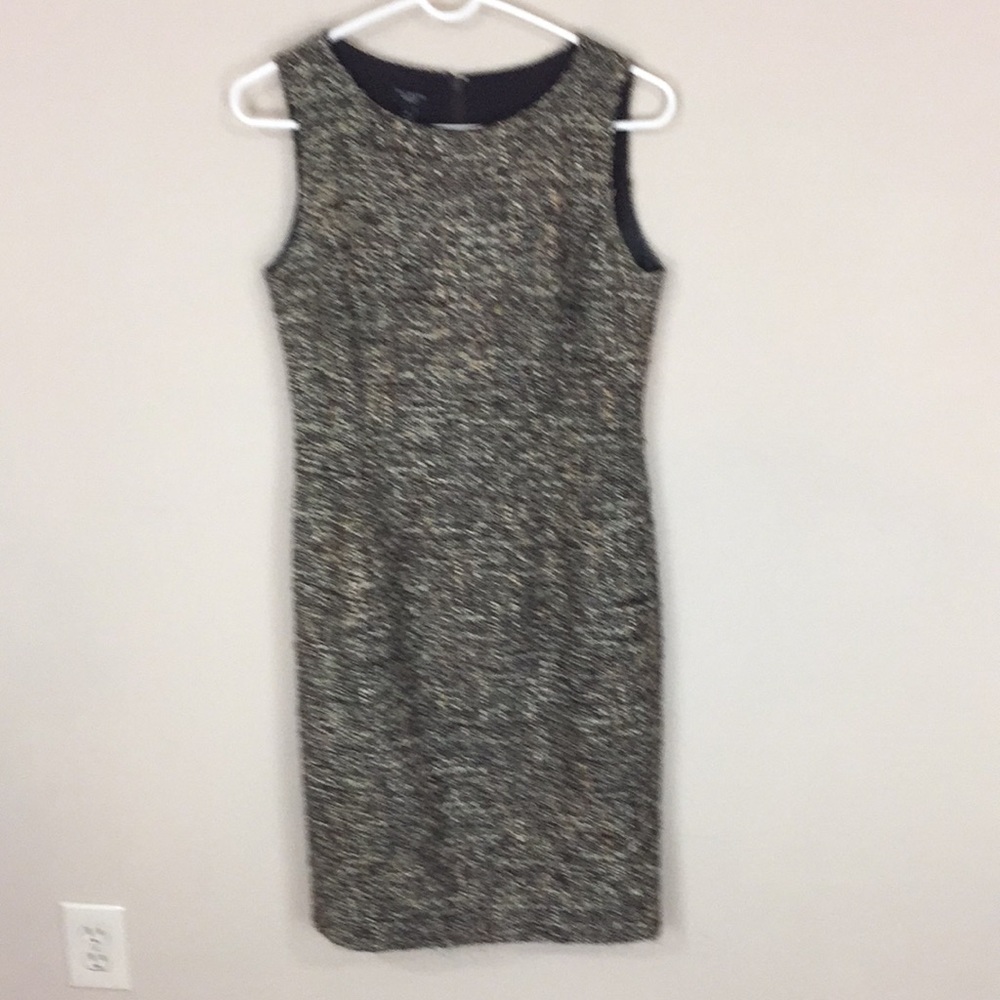 Talbots Petites Fall Brown Tweed Wool Blend Sleeveless Sheath Dress Jumper 4P